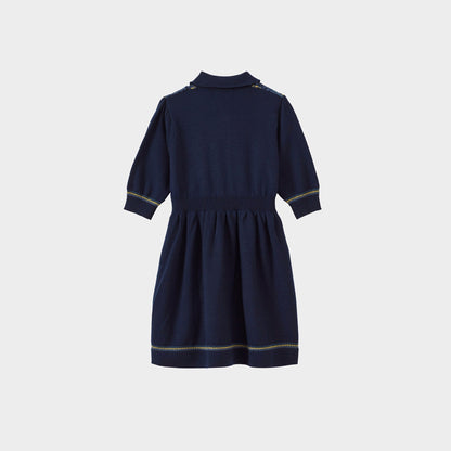 女童藏青色羊毛连衣裙