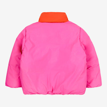 女童荧光粉色棉服