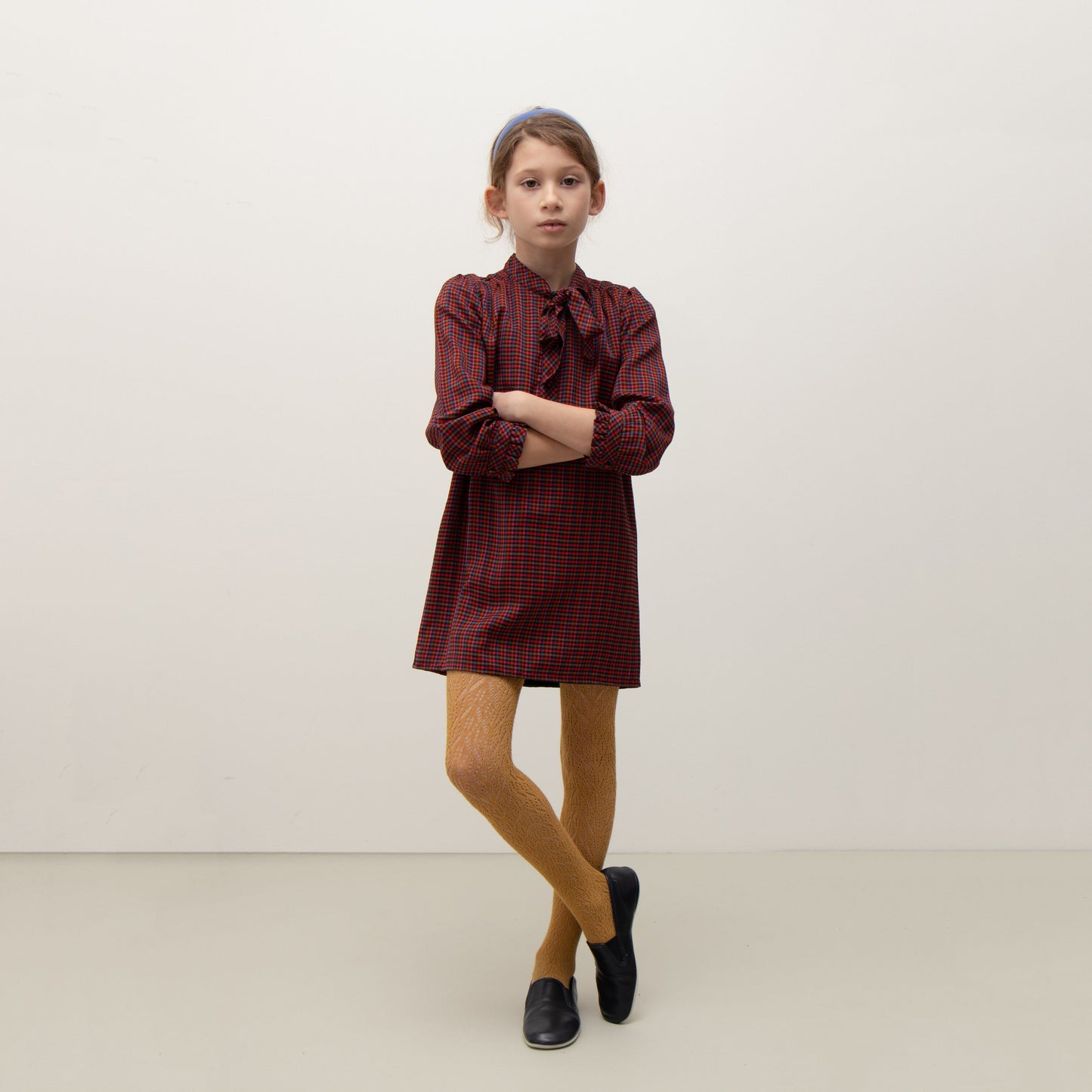 女童彩色格子连衣裙