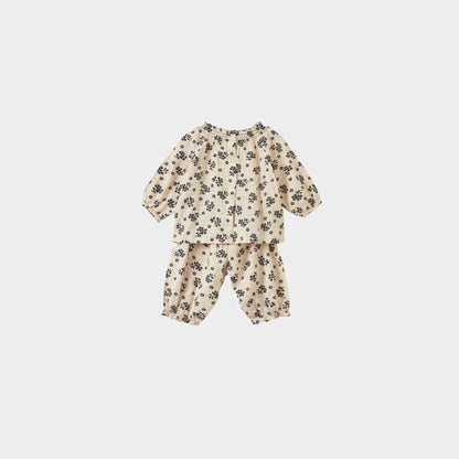 女婴米色印花棉套装