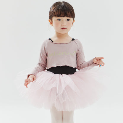 女童粉色芭蕾舞短款T恤