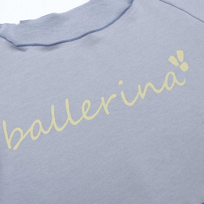 女童蓝色芭蕾舞短款T恤