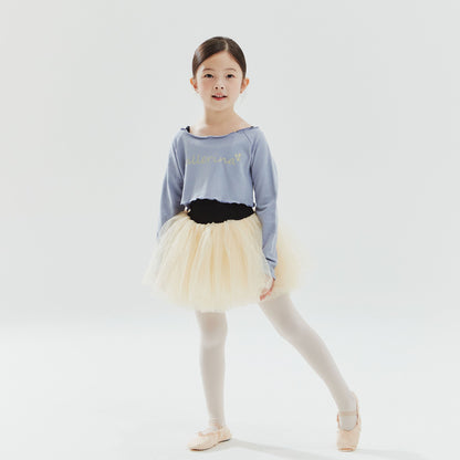 女童蓝色芭蕾舞短款T恤