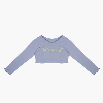 女童蓝色芭蕾舞短款T恤