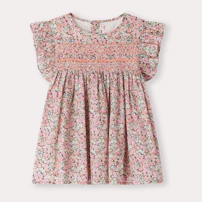 女童粉色碎花棉上衣