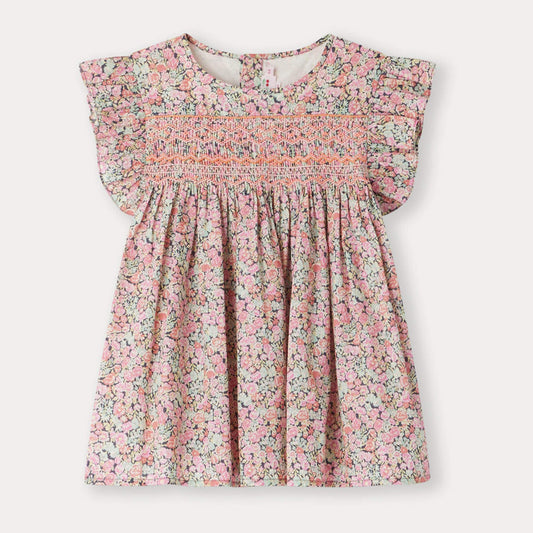 女童粉色碎花棉上衣