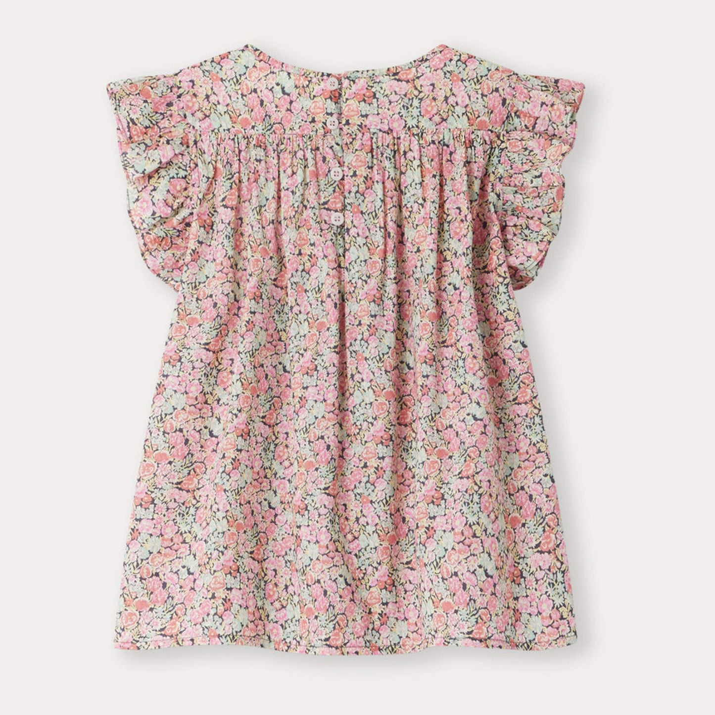 女童粉色碎花棉上衣