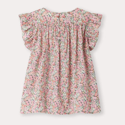 女童粉色碎花棉上衣