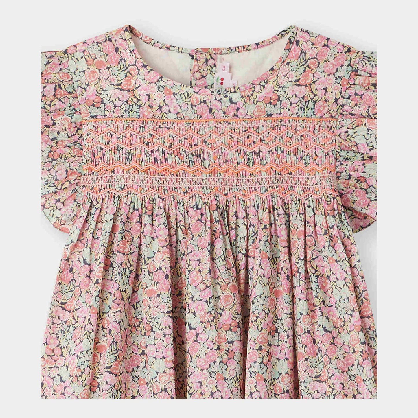 女童粉色碎花棉上衣