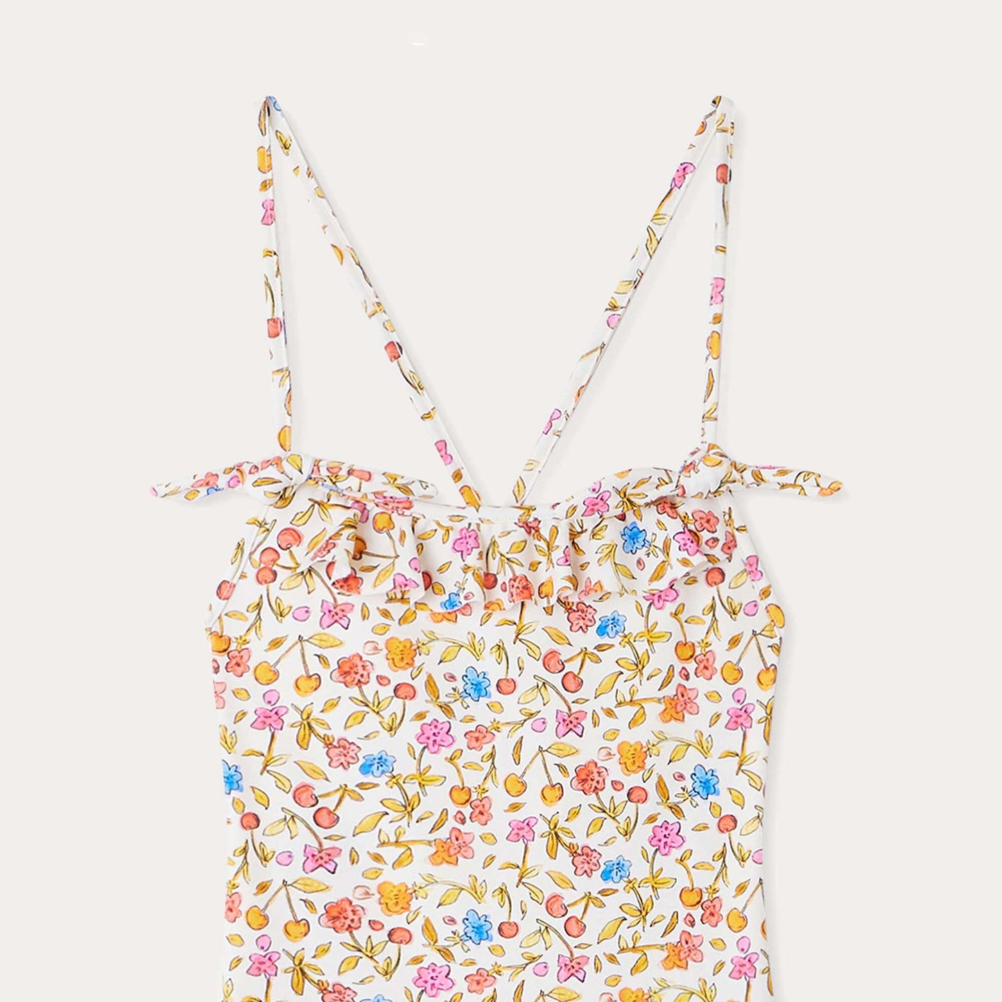 女童橙色碎花泳衣