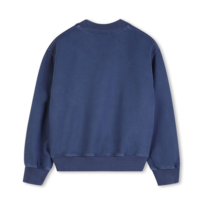 女童蓝色刺绣Logo棉卫衣