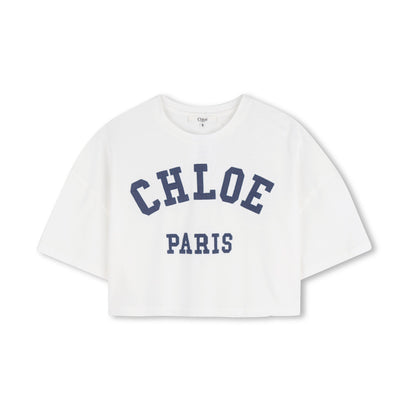 女童白色Logo棉T恤