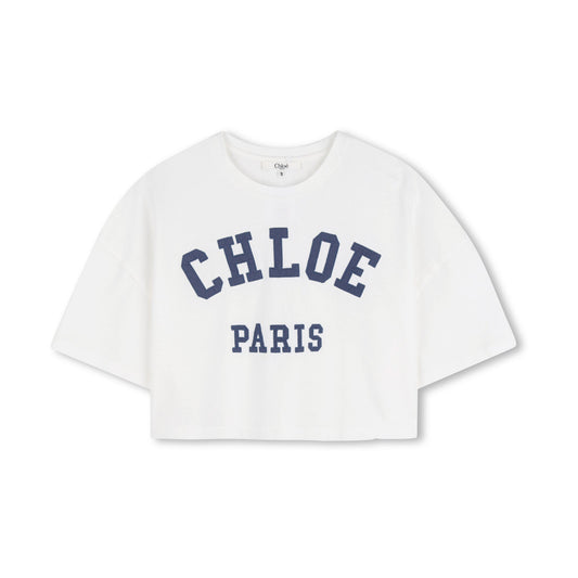 女童白色Logo棉T恤