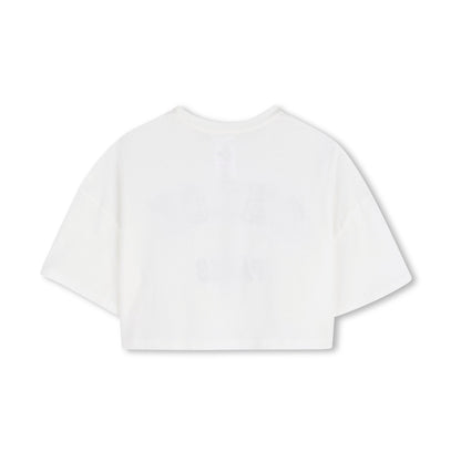 女童白色Logo棉T恤
