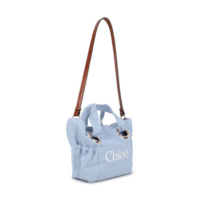 女童浅蓝色刺绣Logo手提包(W40 x H25 x D12cm)