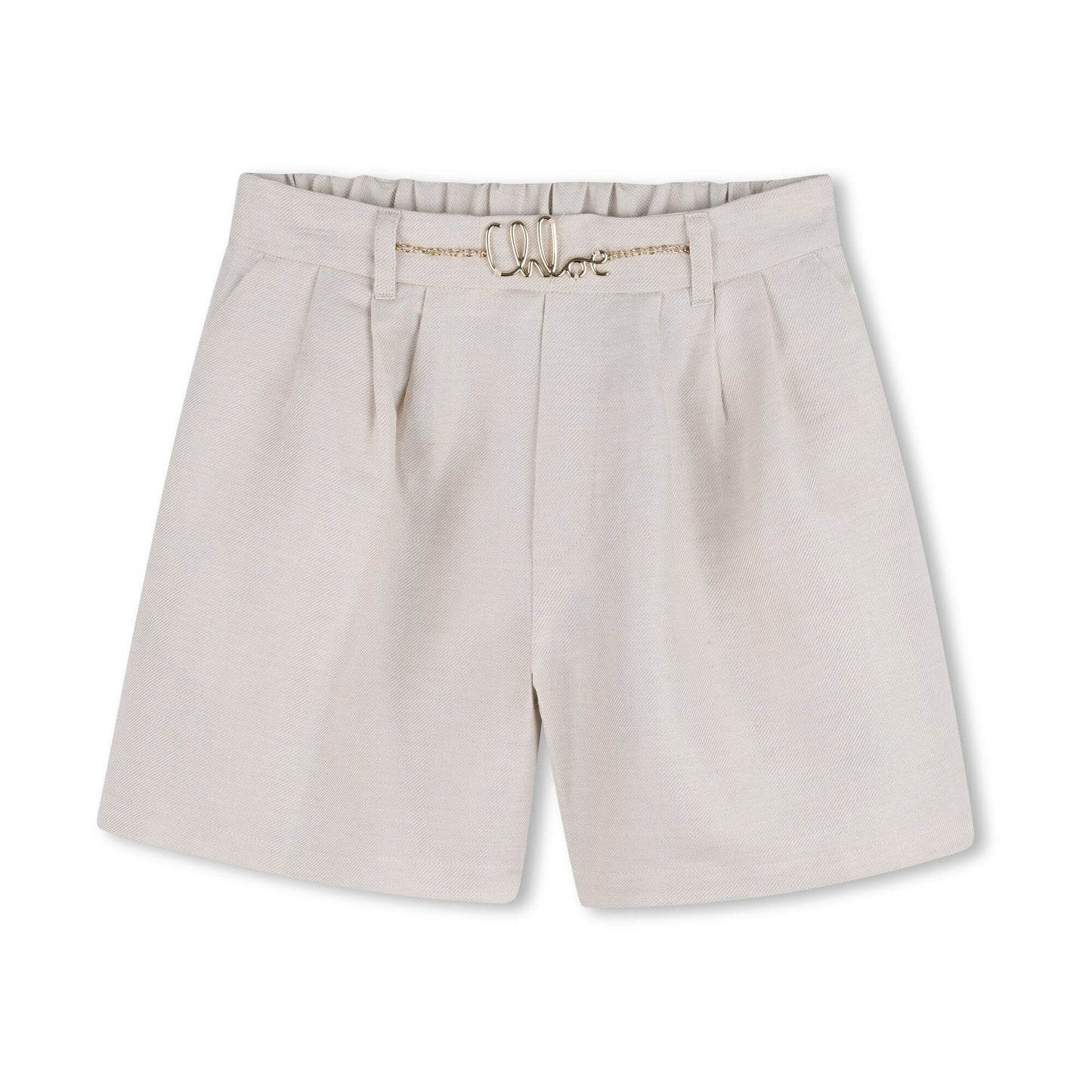 女童米色亚麻短裤