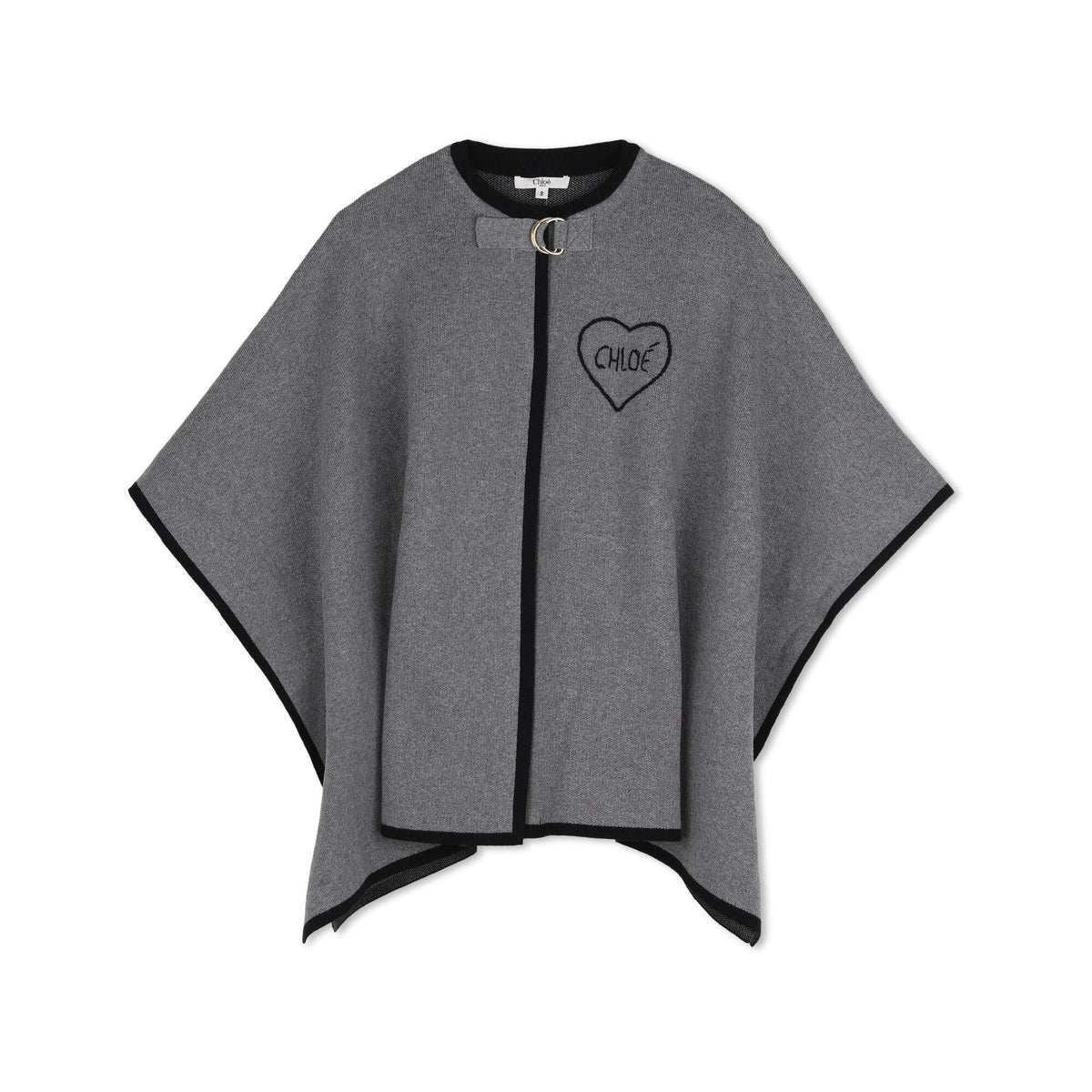 女童灰色刺绣Logo斗篷