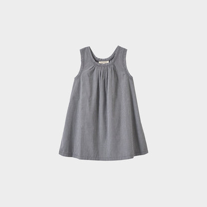 女童黑色格子棉连衣裙