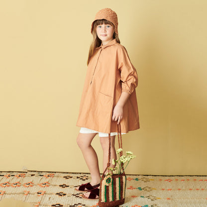 女童暗粉色棉连衣裙