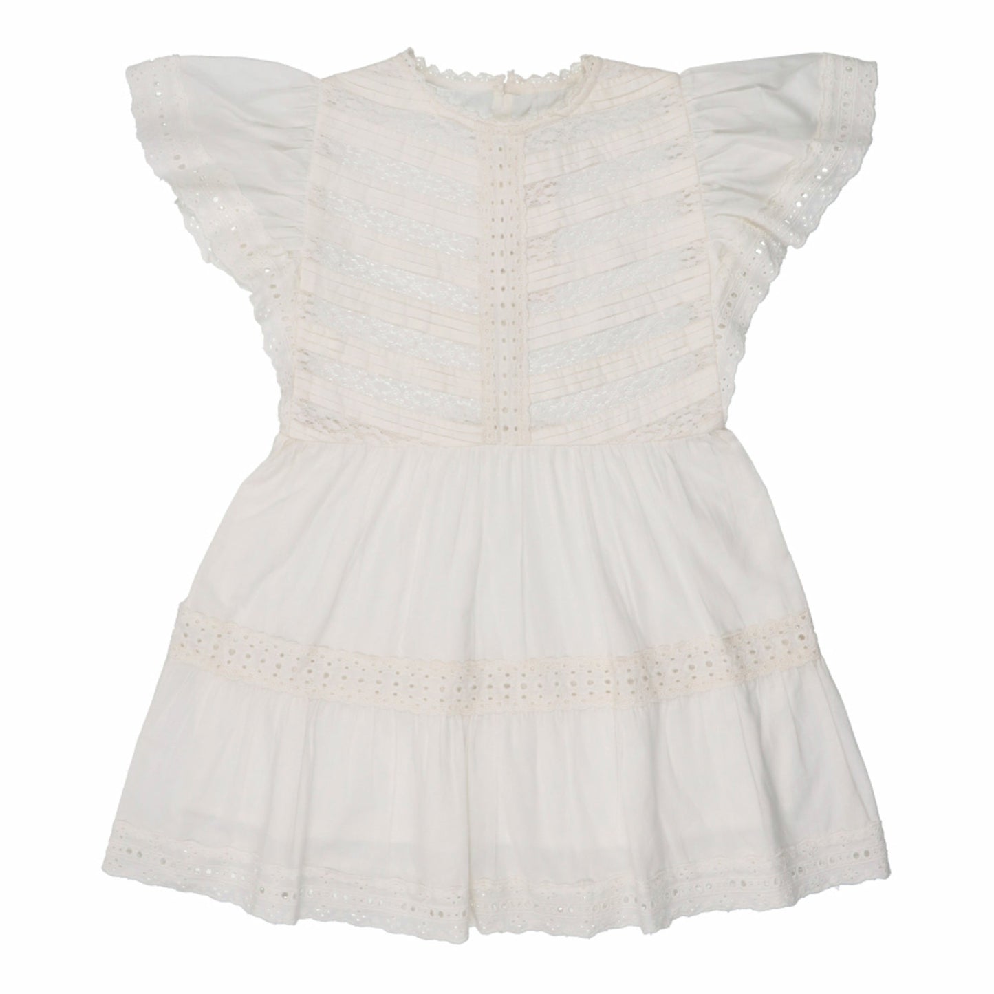 女童白色蕾丝边棉连衣裙