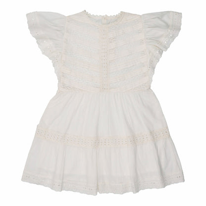 女童白色蕾丝边棉连衣裙