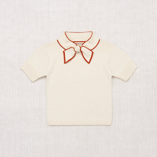 儿童白色蝴蝶结棉毛衣