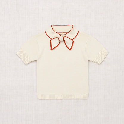 儿童白色蝴蝶结棉毛衣