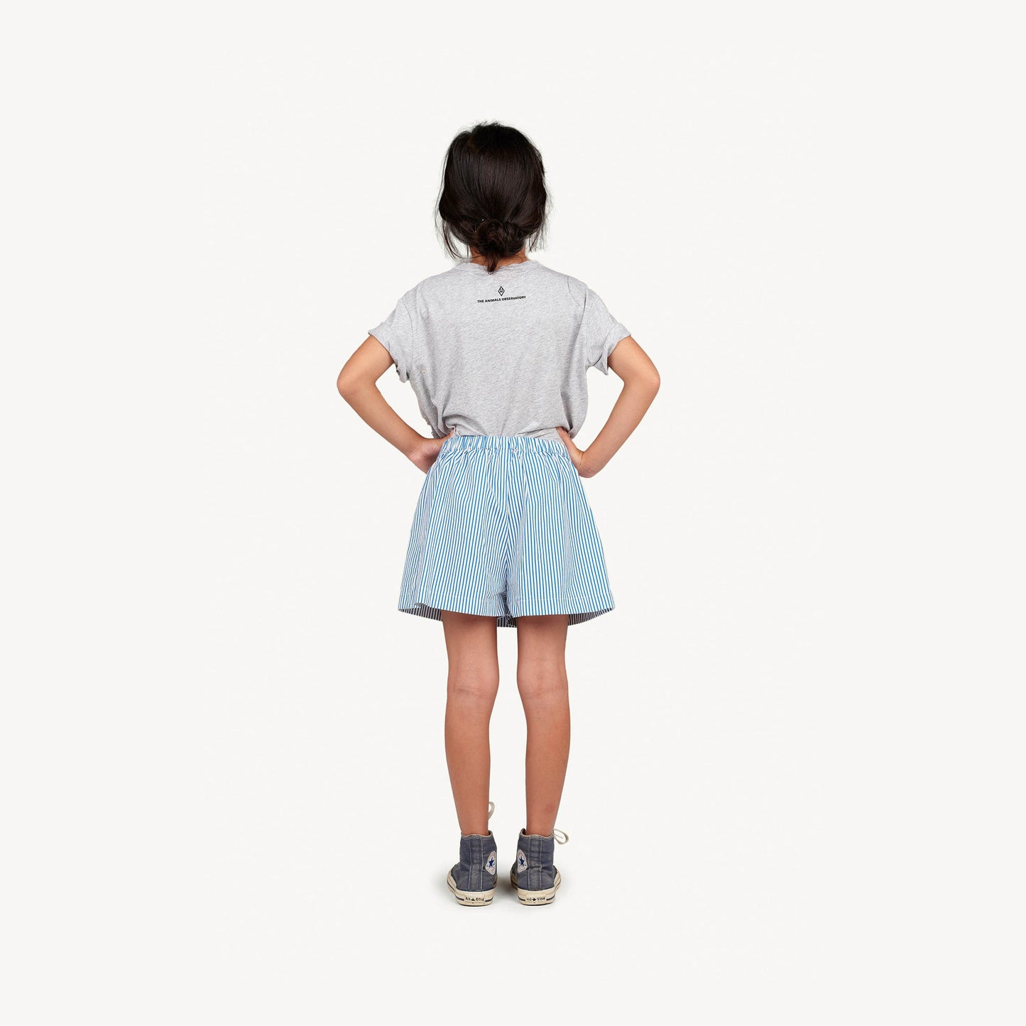 女童蓝色条纹棉裙裤