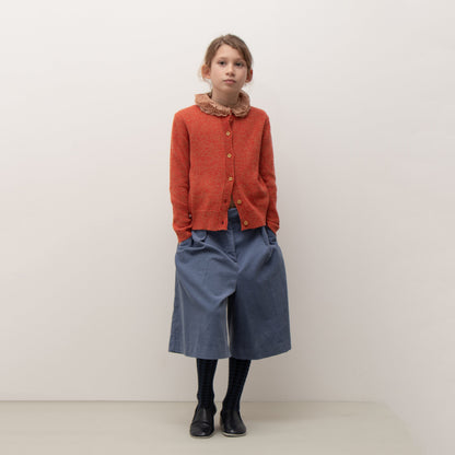 女童蓝色灯芯绒短裤