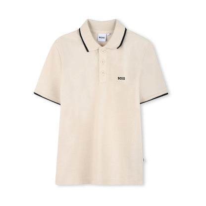 男童香草色Logo棉Polo衫