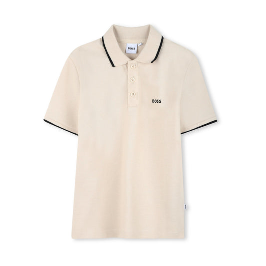 男童香草色Logo棉Polo衫