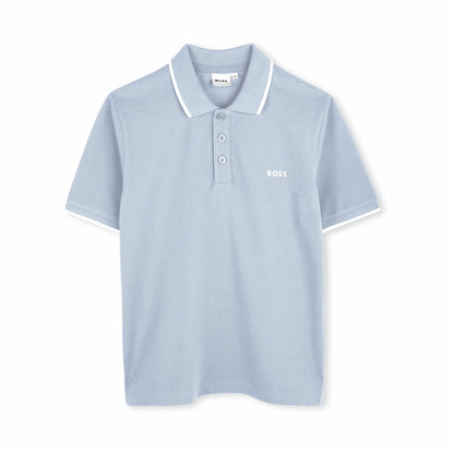 男童淡蓝色Logo棉Polo衫