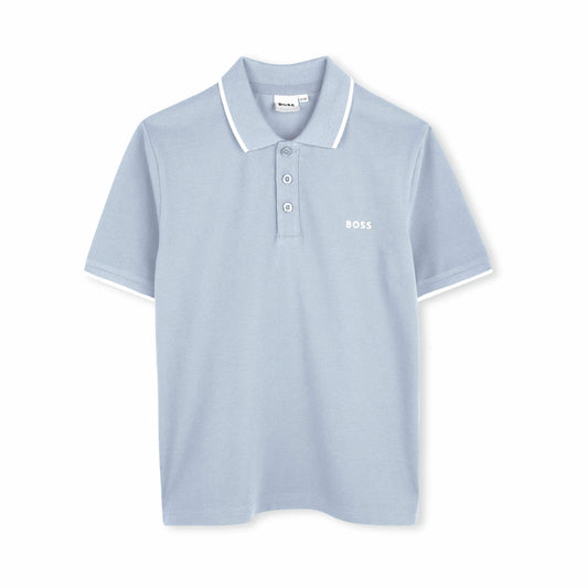 男童淡蓝色Logo棉Polo衫