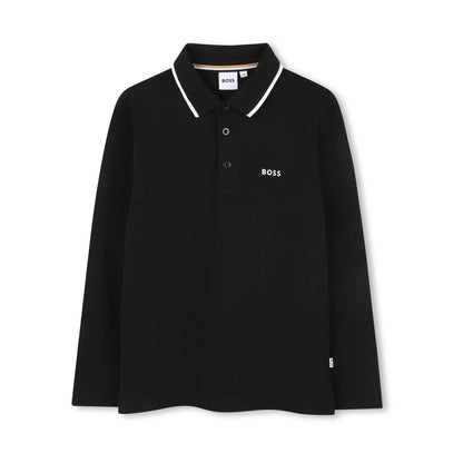 男童黑色Logo棉Polo衫