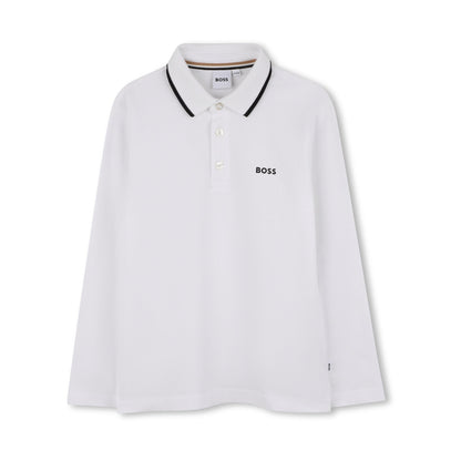 男童白色Logo棉Polo衫