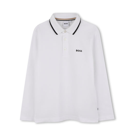 男童白色Logo棉Polo衫