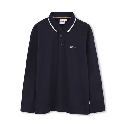男童深蓝色Logo棉Polo衫