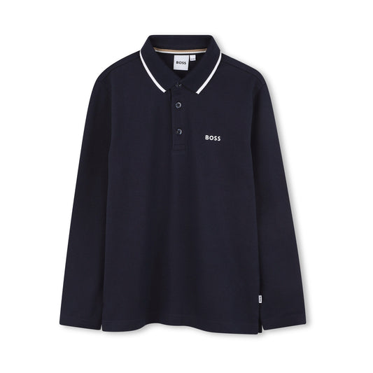 男童深蓝色Logo棉Polo衫