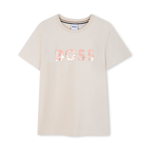 女童香草色Logo棉T恤