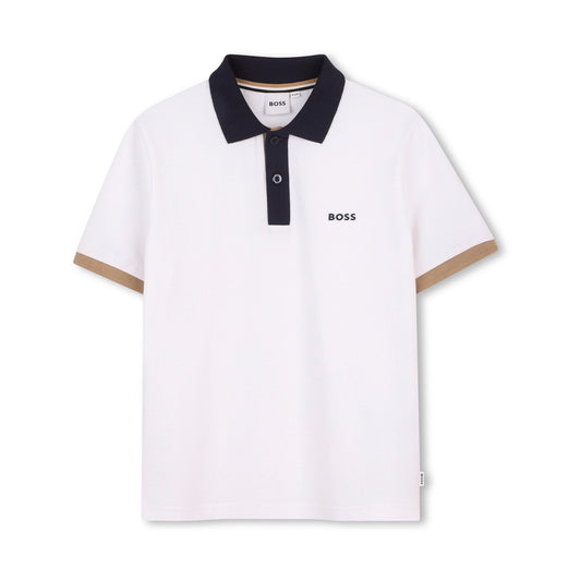 男童白色棉Polo衫