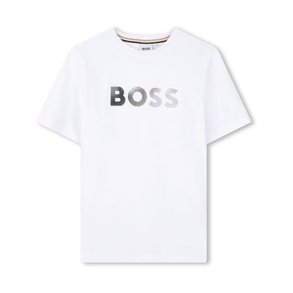 男童白色Logo棉T恤