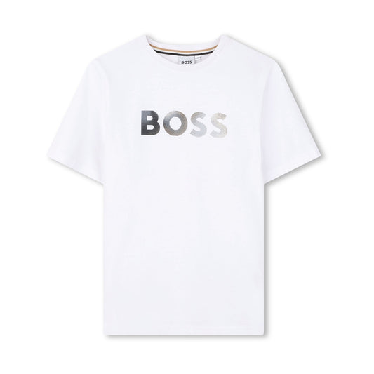 男童白色Logo棉T恤