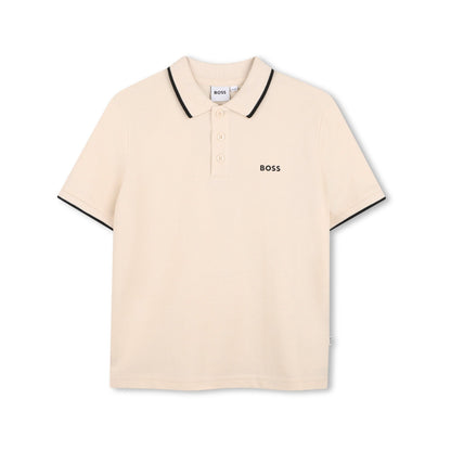 男童香草色棉Polo衫