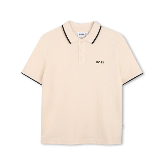 男童香草色棉Polo衫
