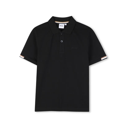 男童黑色棉Polo衫