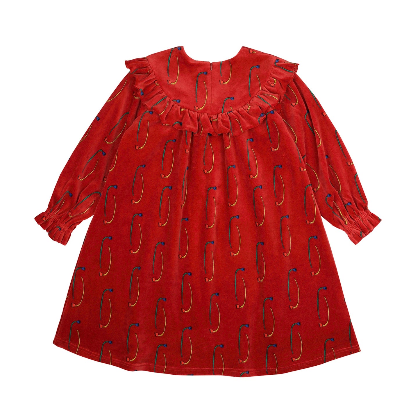 女童红色丝绒连衣裙