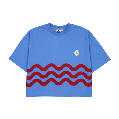 儿童蓝色波纹棉T恤