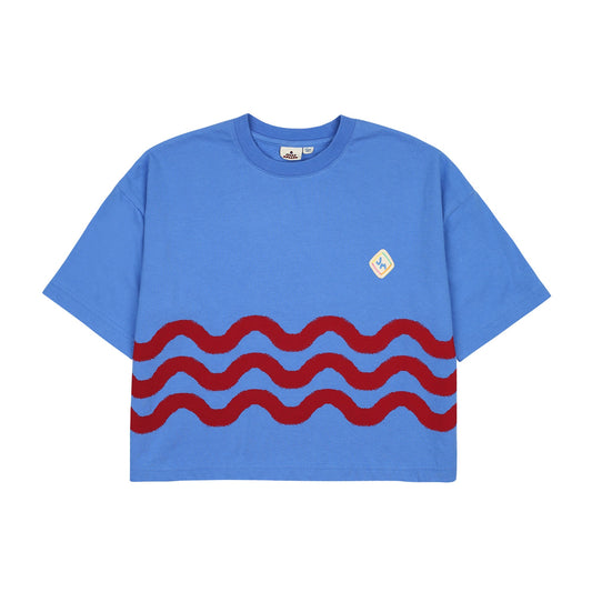 儿童蓝色波纹棉T恤