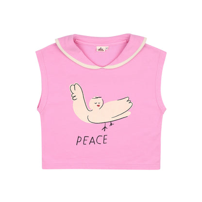 女童粉色印花棉T恤