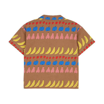 儿童棕色印花棉衬衫